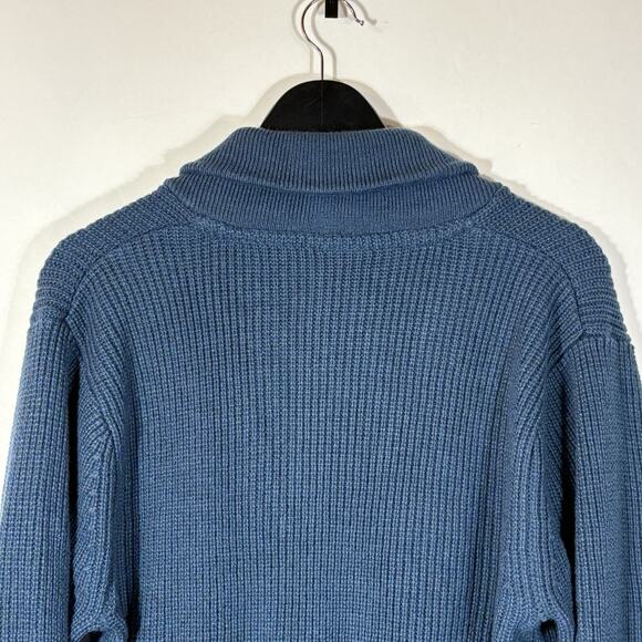 Blue Shawl Neck Sweater Men Medium Scandia Woods Preppy Pockets Button - Picture 8 of 9
